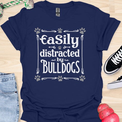 Easily distracted by bulldogs - V4 - Vintage Poster T-Shirt